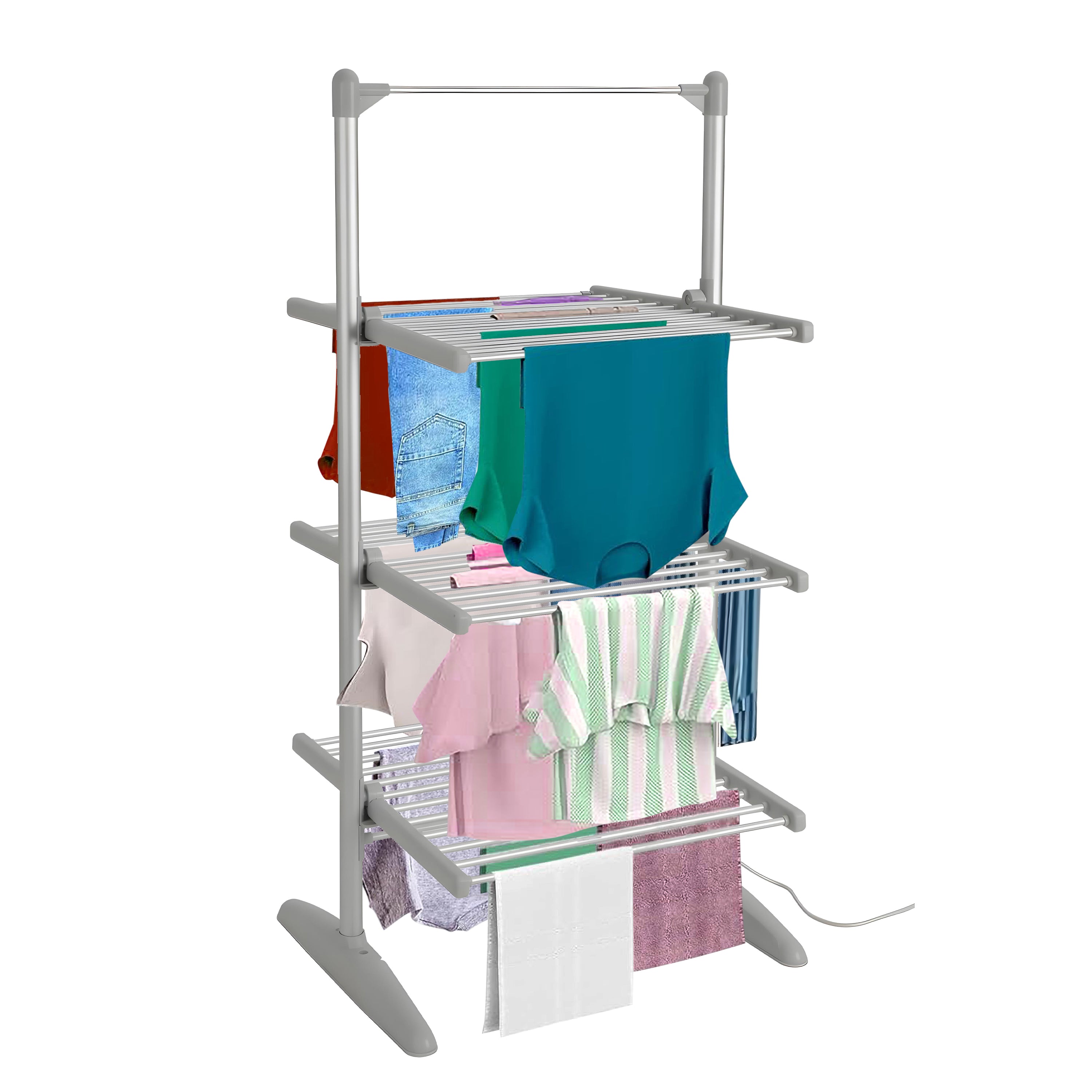 Electric 3-Tier Heated Clothes Dryer Airer Dry Clothing Folding Drying Rack