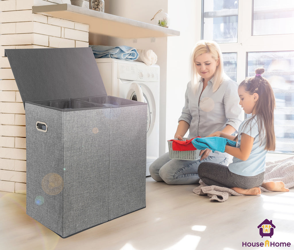 Laundry Basket Dirty Washing Clothes Storage Folding Bin Bag Hamper With Lid