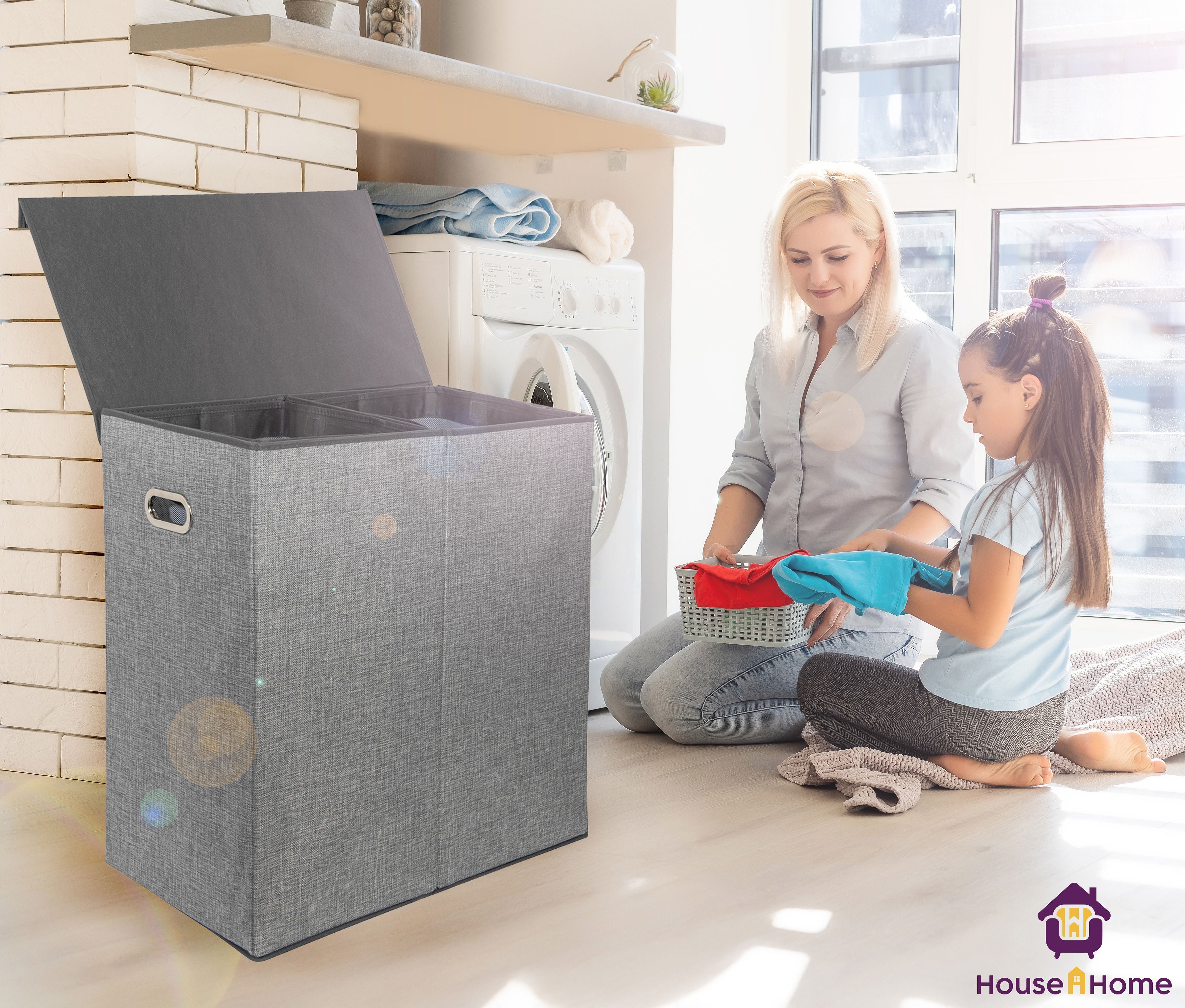 Laundry Basket Dirty Washing Clothes Storage Folding Bin Bag Hamper With Lid